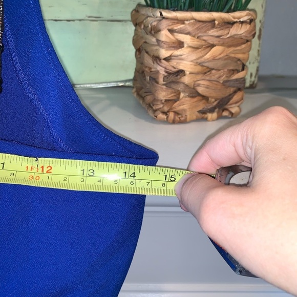 HALSTON Heritage Cobalt Blue One Shoulder Dress Size 4 Asymmetric Hi Lo Hem Sexy - Picture 7 of 8